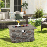 Tangkula 50,000 BTU Propane Fire Pit Table, 43.5 Inch Rectangle Fire Table with Faux Stone Surface