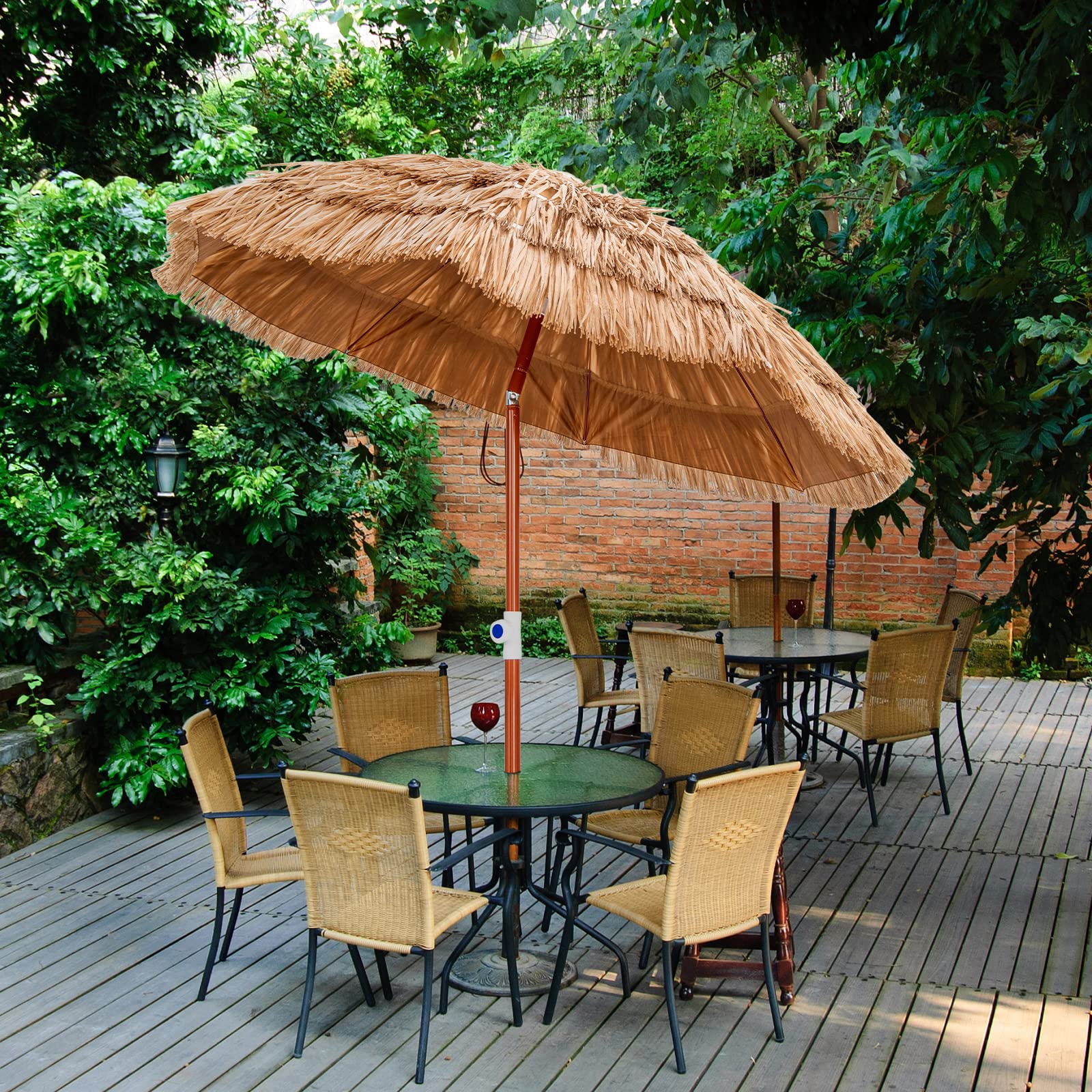 6ft patio umbrella tilt TANGKULA 6ft Thatched Patio Umbrella, Hawaiian Tiki Umbrella with Carr – tangkula