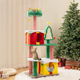 Tangkula Cute Christmas Cat Tree Cat Tower for Indoor Cats with Scratching Posts and Carpet