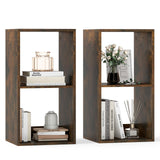 Tangkula 2-Cube Bookcase 3-Tier Bookshelf with Open Compartments