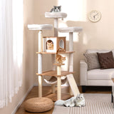 Tangkula 68 Inch Modern Wood Cat Tower with Sisal Scratching Posts