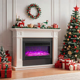 Tangkula Electric Fireplace Insert with Remote Control Adjustable Flame Colors and Brightness
