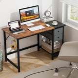 Tangkula Computer Desk with 2 Drawers, Modern Home Office Desk with Hanging Hook & Storage Shelf