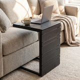 Tangkula C-Shaped Side Table with Wood Plastic Tabletop