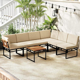 Tangkula 6 Piece Metal Conversation Set w/Cushions & Bungee Rope Seat