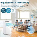 Portable Air Conditioner for Room up to 250 Sq. Ft, 8000 BTU 3-in-1 AC Unit for Bedroom w/Sleep Mode