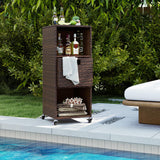 Tangkula Rattan Outdoor Storage Cabinet with 3 Shelves