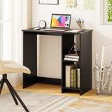 Tangkula Small Desk with Shelves for Small Space