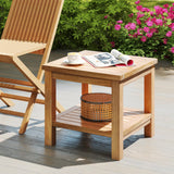 Tangkula Teak Wood Side Table with Storage