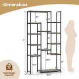 Tangkula 71” Tall Bookshelf 12 Storage Shelves Heavy-Duty Metal Frame Modern Freestanding Plant Display Rack