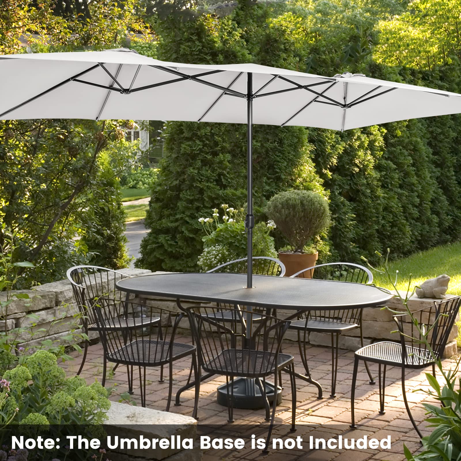 15 patio umbrella with base TANGKULA 15 FT Double-Sided Patio Umbrella with Crank Handle – tangkula