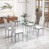 Tangkula Dining Table Set for 4, 51 Inch Rectangular Glass Dining Table w/ 4 Dining Chairs