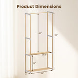 Tangkula Solid Wood Clothes Rack for Hanging Clothes with Hanging Rod & 2 Open Shelves