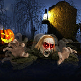 Tangkula Halloween Animated Zombie Groundbreaker, Voice Activated Climbing Zombie with Light up Eyes & Creepy Sound
