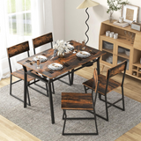 Tangkula 5 Piece Dining Table Set for 4, Kitchen Table and Chairs with 4 Trapezoid Chairs & Storage Rack