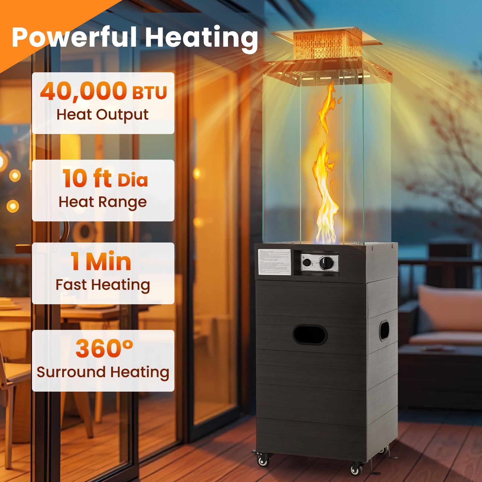 Tangkula Outdoor Heater, 40,000 BTU Propane Patio Heater with