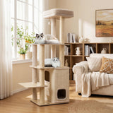 Tangkula Tall Cat Tree 63 Inch Multi-Level Wood Cat Tower