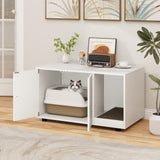 Tangkula Cat Litter Box Enclosure | Hidden Litter Box Furniture with Scratching Board