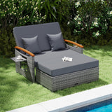 Tangkula Patio Rattan Daybed with 4-Level Adjustable Backrest