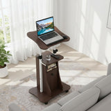 Tangkula Height Adjustable Laptop Table with Tilting Tabletop & Storage Shelves