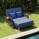 Tangkula Patio Rattan Daybed with 4-Level Adjustable Backrest