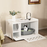Tangkula Cat Litter Box Enclosure, Hidden Litter Box with Removable Cushion & Flip-Down Opening