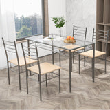 Tangkula Dining Table Set, 5 Pieces Dining Set with Tempered Glass Top Table and 4 Chairs