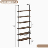 Tangkula Industrial 6-Tier Bookshelf