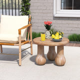 Tangkula 24" Small Solid Mahogany Wood Coffee Table with Thickened Top and Column Legs