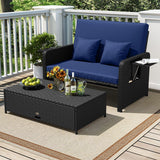 Tangkula Patio Rattan Daybed with 4 Level Adjustable Backrest