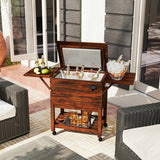 Tangkula Wooden Patio Cooler for Poolside