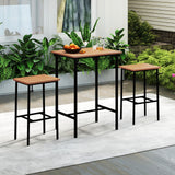 Tangkula 3 Pieces Acacia Wood Patio Bar Set