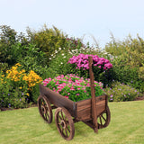 Tangkula Wooden Wagon Planter Box for Patio