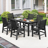Tangkula Patio Dining Chairs Set of 2 HDPE All Weather Outdoor Chair with Wide Armrests