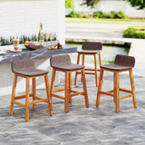 Tangkula Solid Acacia Wood Bar Stools Set of 2/4