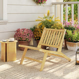 Tangkula Teak Wood Outdoor Accent Chairs for Patio Lawn Garden Backyard Deck
