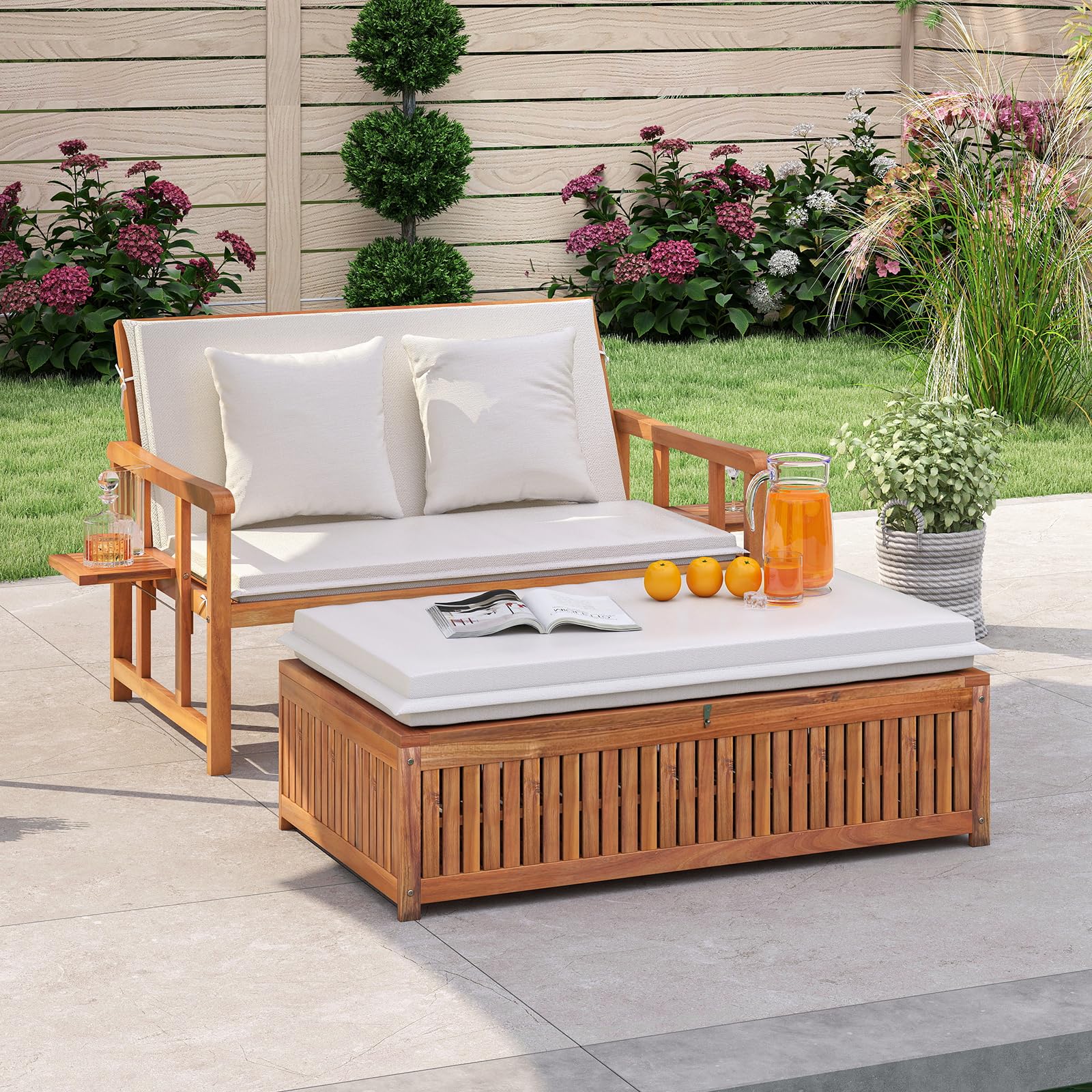Tangkula Outdoor Wood Daybed