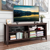 Tangkula Wood TV Stand for TVs up to 65 Inches, TV Storage Cabinet with 4 Open Storage Shelves