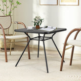 Tangkula Patio Square Dining Table, 32" Outdoor Table w/ 1.6" Umbrella Hole & Lid