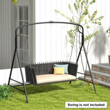 Tangkula Metal Swing Frame, Porch Swing Stand with Extra Side Bars, 3-Ring Design, Heavy Duty Swing Frame Outdoor for Swing