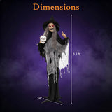 Tangkula 6.3 FT Animated Halloween Standing Talking Witch with Skull