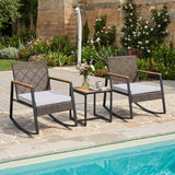 Tangkula 3 Pieces Outdoor Rocking Chairs Set