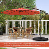 Tangkula 10 Ft Patio Offset Umbrella, 40 LED Lighted Market Umbrella W/8 Sturdy Ribs, Easy Tilt Adjustment & Crank (Orange)
