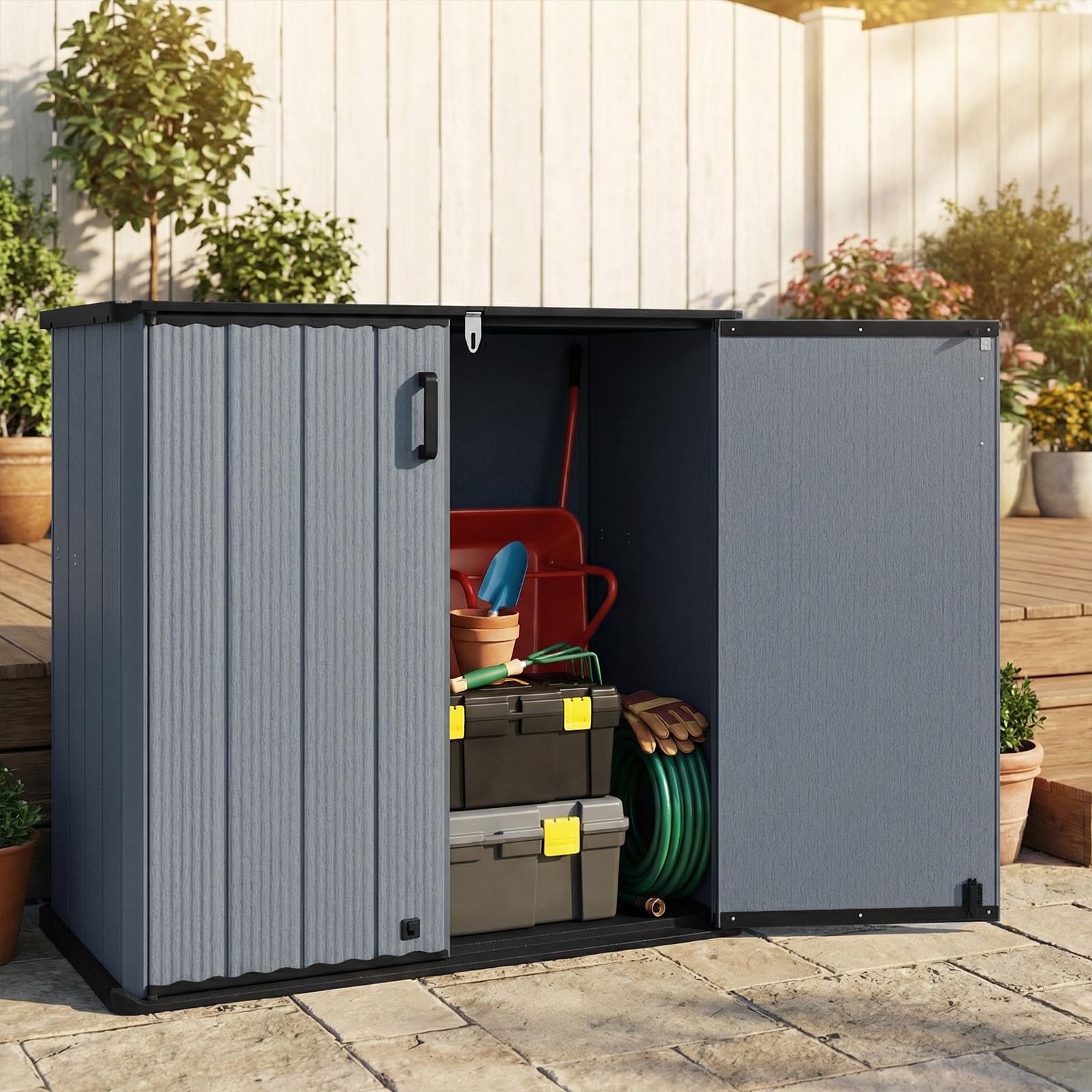 Tangkula 23.5 Cu.ft Outdoor Storage Box with Floor & Lockable Door