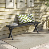 Tangkula Patio Metal Bench, Heavy-Duty 2-Person Bench w/Slatted Seat & X Legs