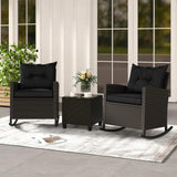 Tangkula 3 Piece Wicker Rocking Set for Backyard