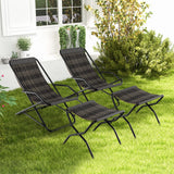 Tangkula Wicker Sling Chair Outdoor with Ottoman, Patio Deck Chair with Rattan Seat