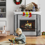 Tangkula 52 x 31 Inch Fireplace Screen, 3-Panel Folding Spark Guard w/Natural Scenery & Moose Pattern