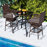 Tangkula Patio 360° Swivel Bar Stool with Cross-Woven Armrests