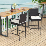 Patio Wicker Barstools Set of 2 - Tangkula